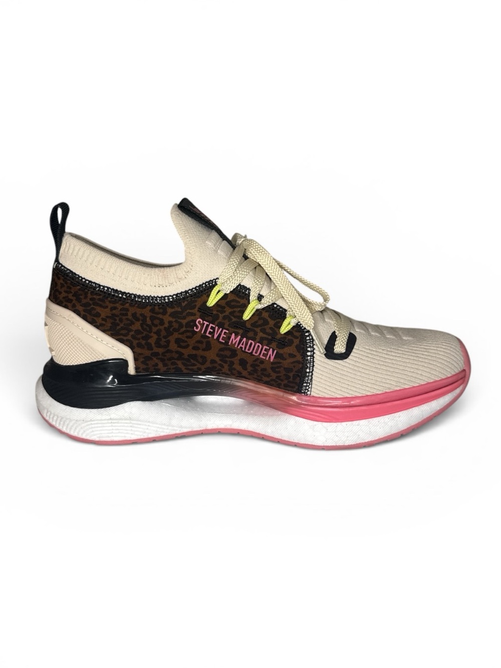 Steve Madden Beige, Pink & Leopard-Print Athletic Sneaker
